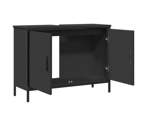 Armario para lavabo de baño madera ingeniería negro 80x30x60 cm