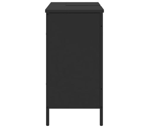 Armario para lavabo de baño madera ingeniería negro 80x30x60 cm