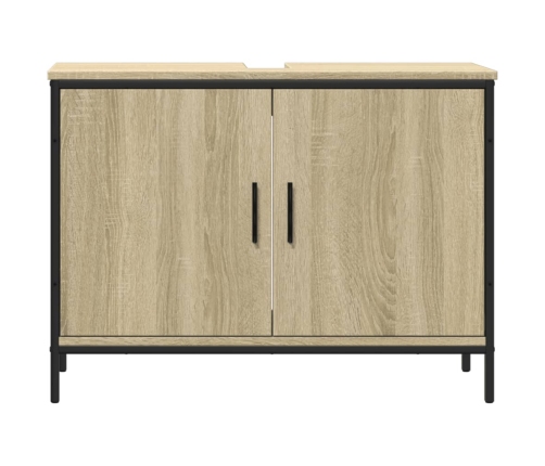 Armario lavabo baño madera ingeniería roble Sonoma 80x30x60 cm