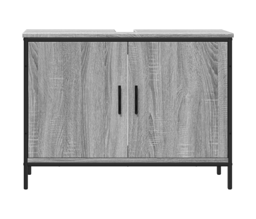 Armario lavabo baño madera ingeniería gris Sonoma 80x30x60 cm