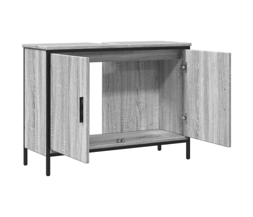 Armario lavabo baño madera ingeniería gris Sonoma 80x30x60 cm