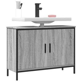 Armario lavabo baño madera ingeniería gris Sonoma 80x30x60 cm