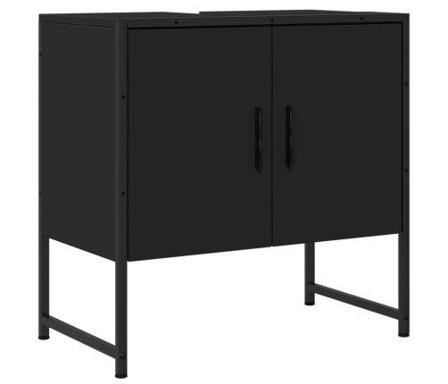 Armario para lavabo de baño madera ingeniería negro 60x33x60 cm