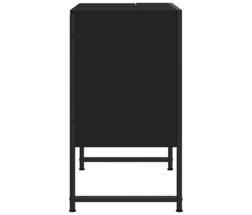 Armario para lavabo de baño madera ingeniería negro 60x33x60 cm