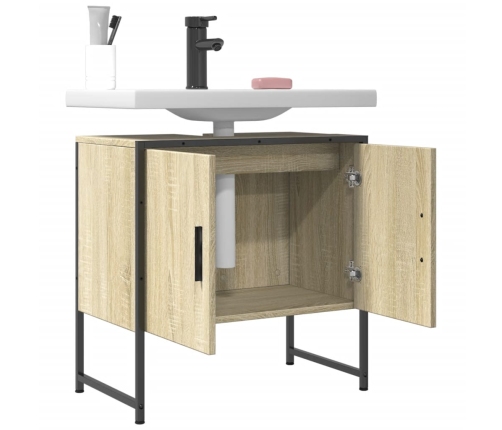 Armario lavabo baño madera ingeniería roble Sonoma 60x33x60 cm