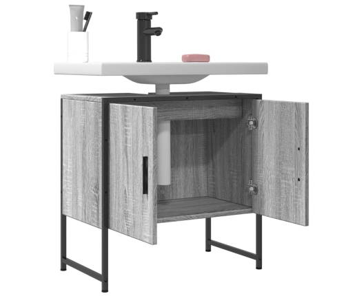 Armario lavabo baño madera ingeniería gris Sonoma 60x33x60 cm