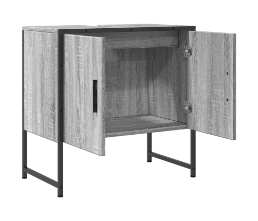 Armario lavabo baño madera ingeniería gris Sonoma 60x33x60 cm