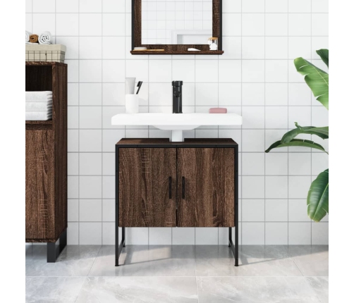 Armario lavabo baño madera ingeniería roble marrón 60x33x60 cm