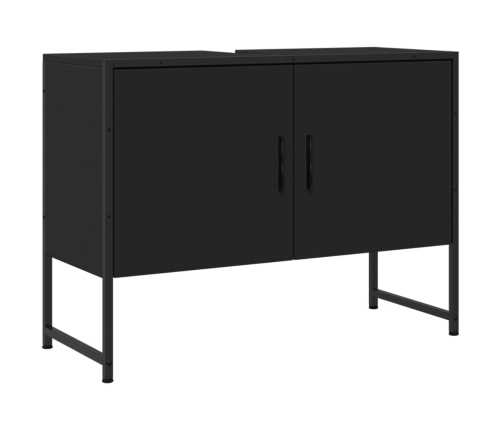 Armario de lavabo de baño madera ingeniería negro 80x33x60 cm