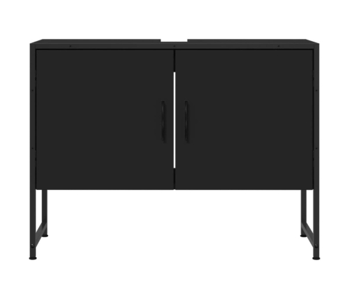 Armario de lavabo de baño madera ingeniería negro 80x33x60 cm