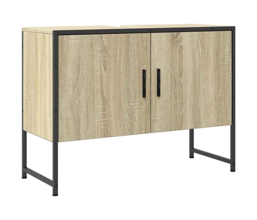 Armario lavabo baño madera ingeniería roble Sonoma 80x33x60 cm