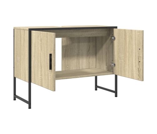 Armario lavabo baño madera ingeniería roble Sonoma 80x33x60 cm