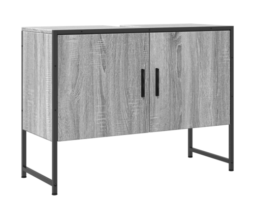 Armario lavabo baño madera ingeniería gris Sonoma 80x33x60 cm