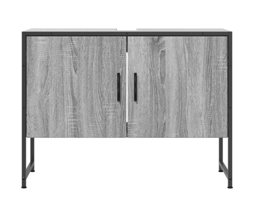 Armario lavabo baño madera ingeniería gris Sonoma 80x33x60 cm