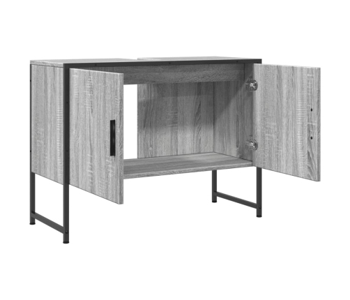 Armario lavabo baño madera ingeniería gris Sonoma 80x33x60 cm