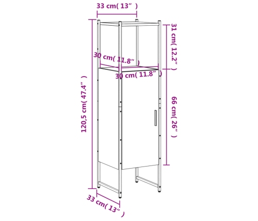 Armario de baño madera de ingeniería negro 33x33x120,5 cm