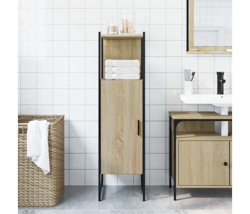 Armario de baño madera ingeniería roble Sonoma 33x33x120,5 cm