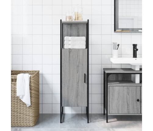 Armario de baño madera de ingeniería gris Sonoma 33x33x120,5 cm