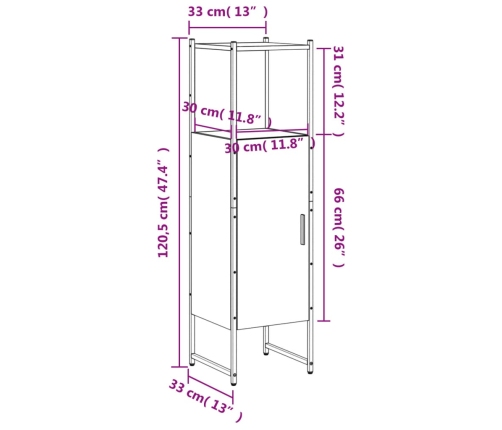 Armario de baño madera de ingeniería gris Sonoma 33x33x120,5 cm