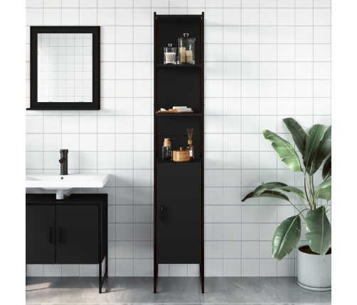 Armario de baño madera de ingeniería negro 33x33x185,5 cm