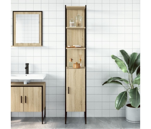 Armario de baño madera ingeniería roble Sonoma 33x33x185,5 cm