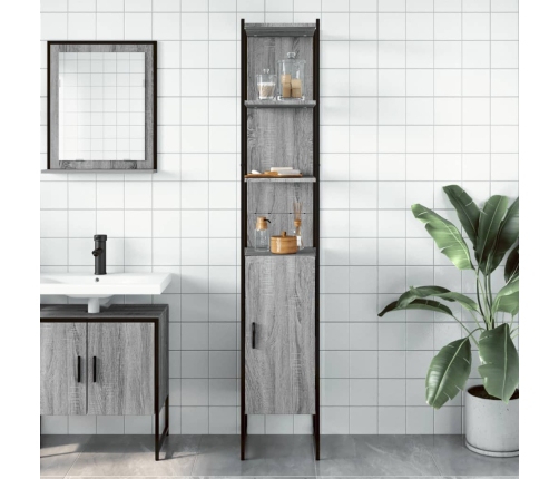 Armario de baño madera de ingeniería gris Sonoma 33x33x185,5 cm