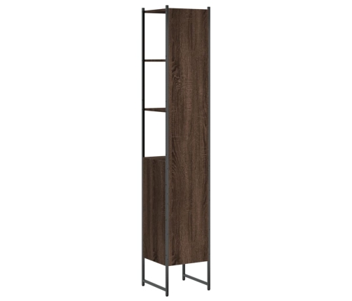 Armario de baño madera ingeniería marrón roble 33x33x185,5 cm