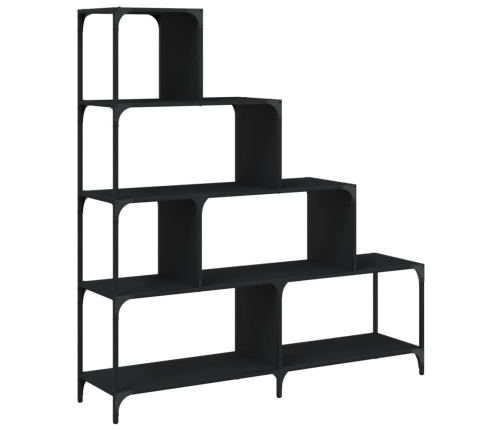 vidaXL Librería con 4 peldaños madera ingeniería negro 139x33,5x149 cm