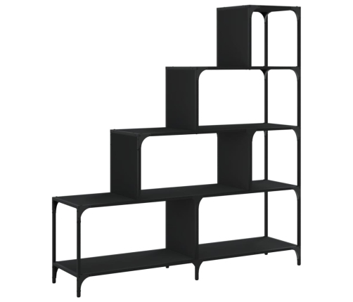 vidaXL Librería con 4 peldaños madera ingeniería negro 139x33,5x149 cm