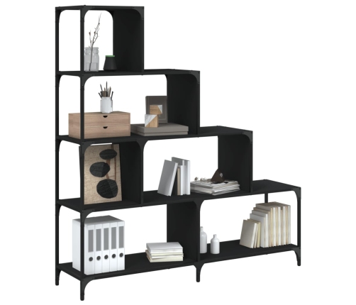 vidaXL Librería con 4 peldaños madera ingeniería negro 139x33,5x149 cm