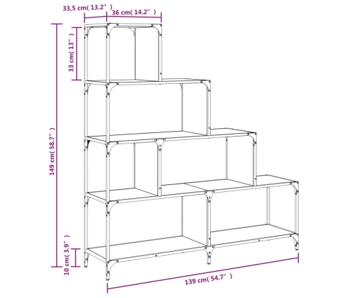 Librería con 4 peldaños madera roble Sonoma 139x33,5x149 cm