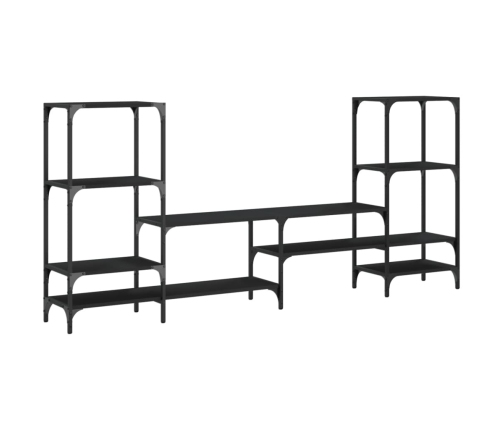 vidaXL Mueble para TV madera de ingeniería negro 206,5x28,5x95 cm