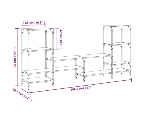 Mueble para TV madera de ingeniería negro 206,5x28,5x95 cm