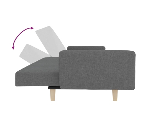 Sofá cama de 2 plazas con dos almohadas tela gris claro