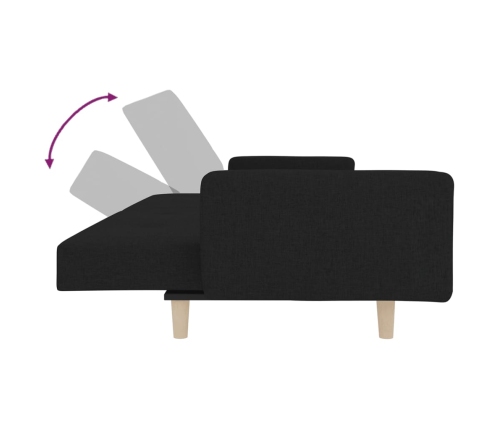 Sofá cama de 2 plazas con dos almohadas tela negro