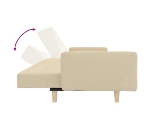 Sofá cama de 2 plazas con dos almohadas tela color crema