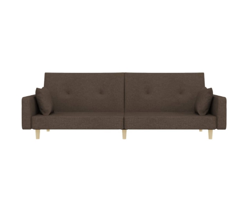 Sofá cama de 2 plazas con dos almohadas tela gris taupe