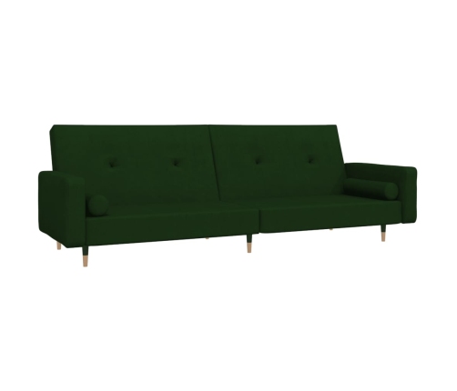 Sofá cama de 2 plazas con dos almohadas terciopelo verde oscuro