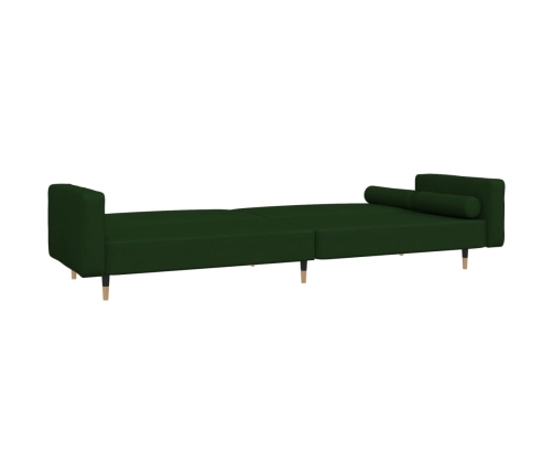 Sofá cama de 2 plazas con dos almohadas terciopelo verde oscuro