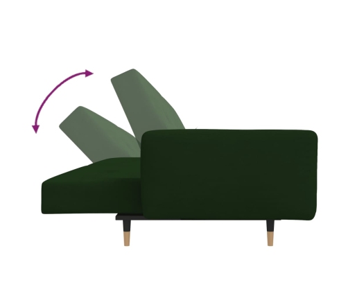 Sofá cama de 2 plazas con dos almohadas terciopelo verde oscuro