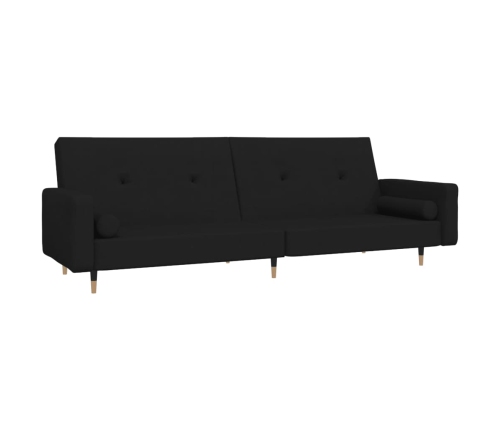 Sofá cama de 2 plazas con dos almohadas terciopelo negro