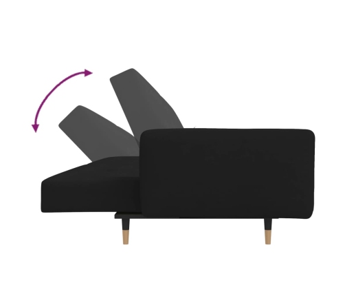 Sofá cama de 2 plazas con dos almohadas terciopelo negro