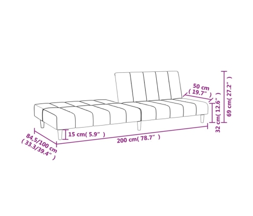 Sofá cama de 2 plazas terciopelo azul