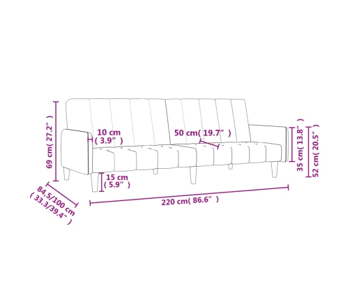 Sofá cama de 2 plazas terciopelo azul