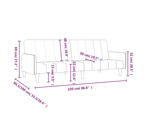 Sofá cama de 2 plazas terciopelo negro