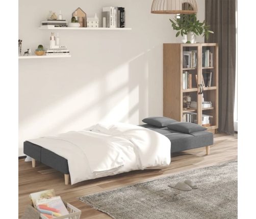 Sofá cama de 2 plazas con dos almohadas tela gris claro