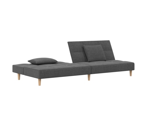 Sofá cama de 2 plazas con dos almohadas tela gris claro