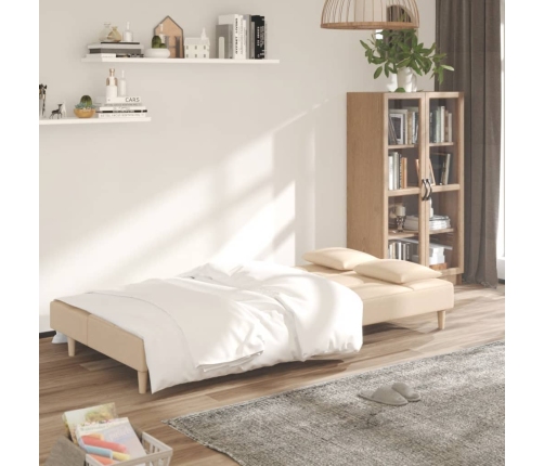 Sofá cama de 2 plazas con dos almohadas tela color crema