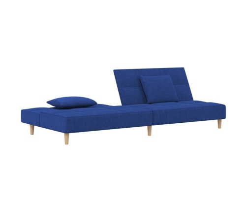 Sofá cama de 2 plazas con dos almohadas tela azul