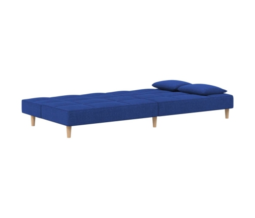 Sofá cama de 2 plazas con dos almohadas tela azul